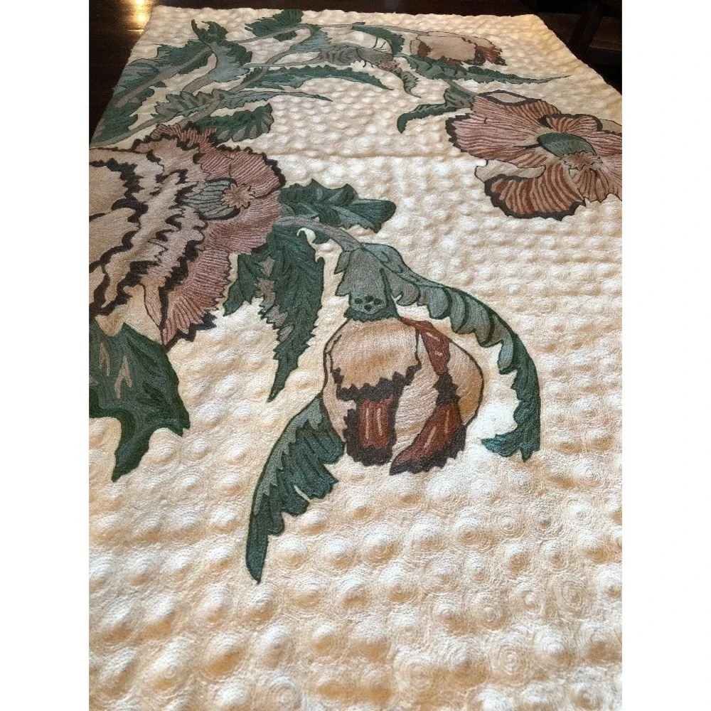 Embroidered Wall Hanging Art Modern Floral‎ Boho Decor Andraab Textiles Lg Wool